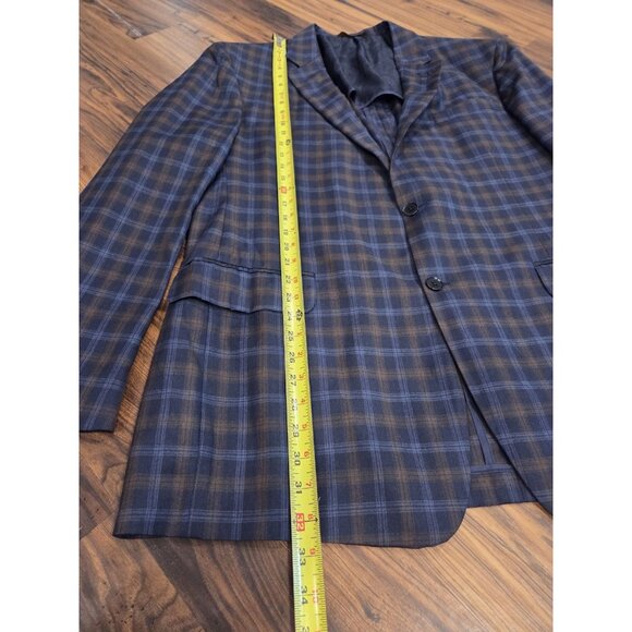 ROBERT TALBOTT Sport Coat Carmel Sz 46T Blue Plaid 100% Wool Paisley Lined - Picture 10 of 15